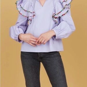 CROSBY by Mollie Burch - Lavender Ruffle Sleeve Women's Top, XL